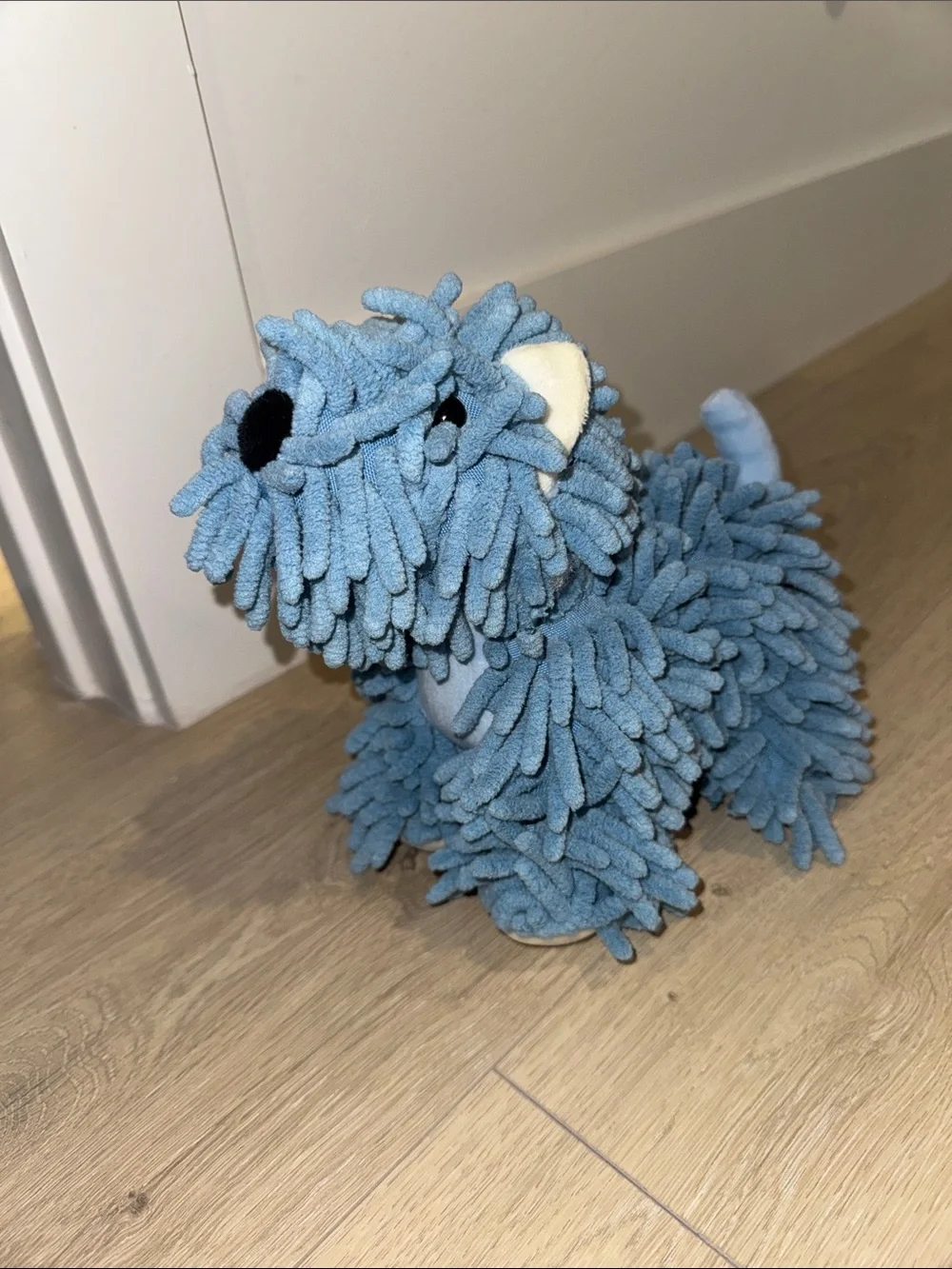 Blue Plush Chenille Dog Toy - Soft Mop-Style Pet Plush Wash Cloth